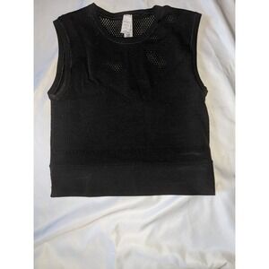 Athleta Black Mesh Crop Tank Top S M Athletic Workout Performance